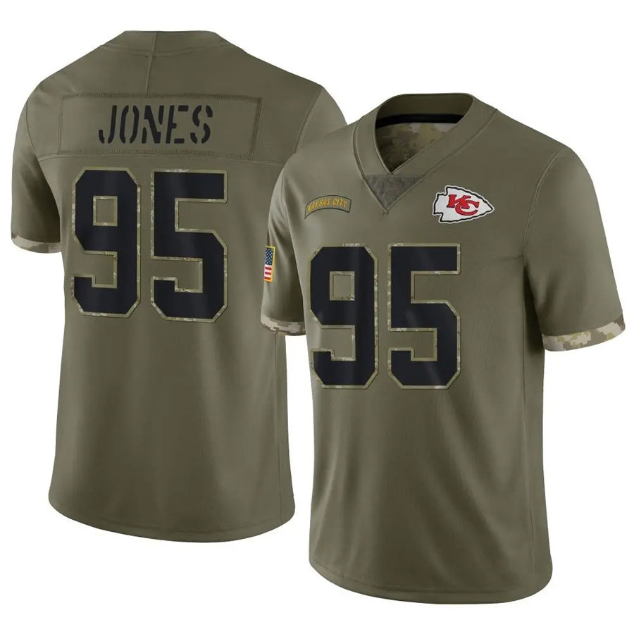 Kooe KC.Chiefs #95 Chris Jones Player Olive Salute To Service Stitched Jerseys