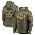 Kooe KC.Chiefs #95 Chris Jones Player Olive Salute to Service Pullover Hoodies Home Game Stitched Jerseys