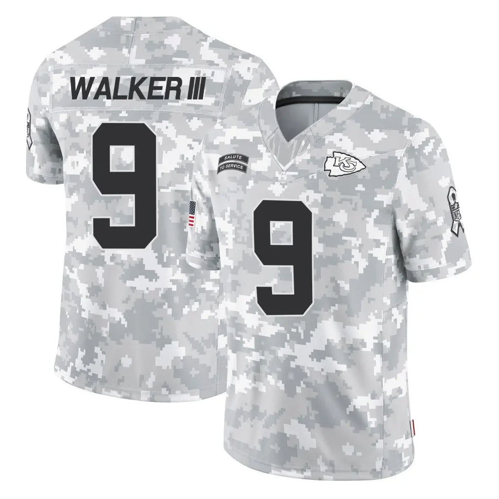 Kooe KC.Chiefs #9 Kenneth Walker III Player Arctic Camo Salute To Service Limited Game Stitched Jerseys
