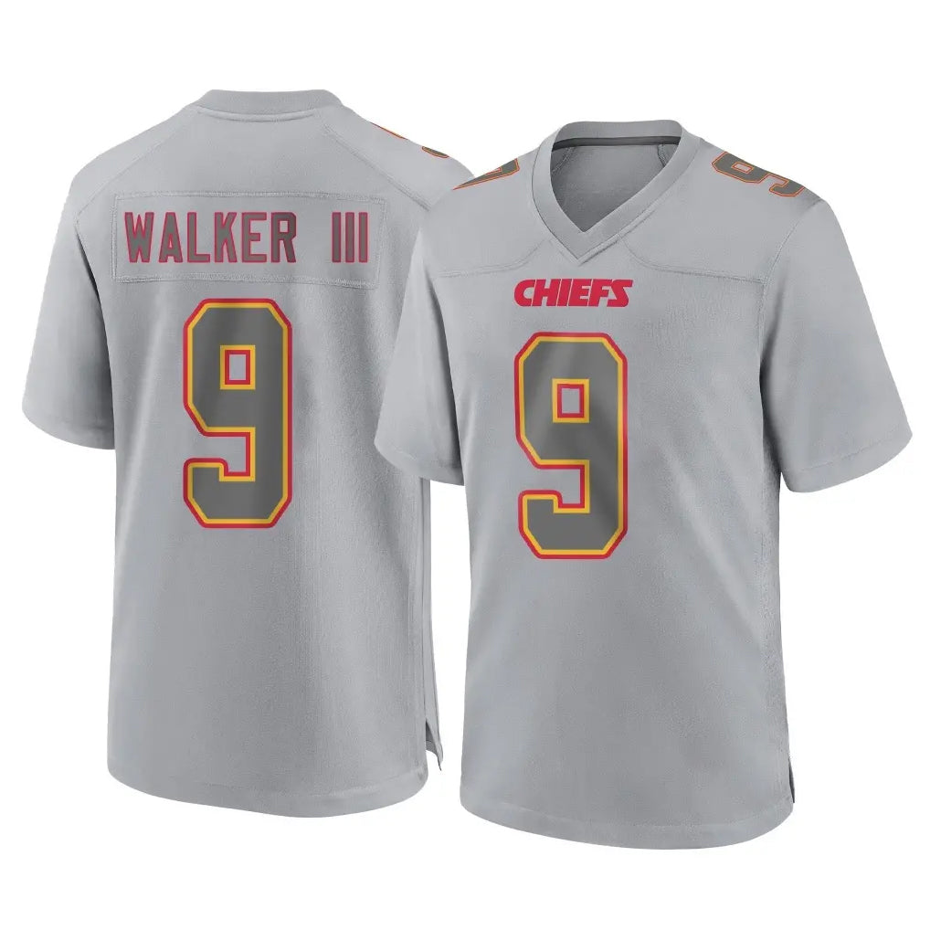 Kooe KC.Chiefs #9 Kenneth Walker III Player Gray Atmosphere Fashion Game Stitched Jerseys