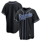 Kooe KC.Royals Black Carbon Fashion Home Game Blank Player Stitched Jerseys