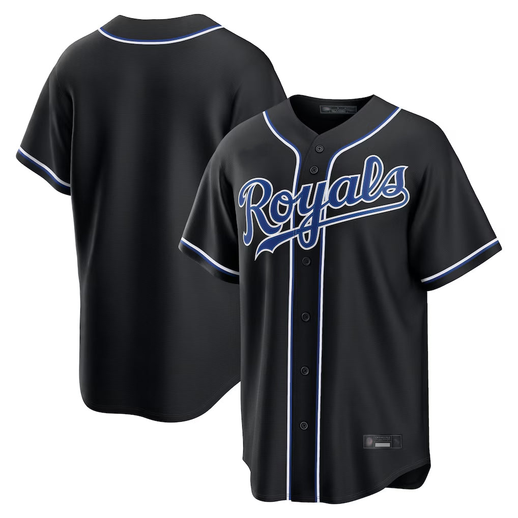 Kooe KC.Royals Black Carbon Fashion Home Game Blank Player Stitched Jerseys