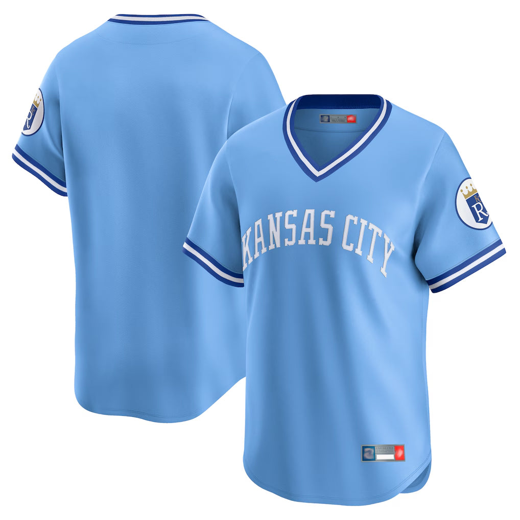 Kooe KC.Royals Light Blue Limited Throwback Cooperstown Collection Blank Player T-shirt Stitched Jerseys
