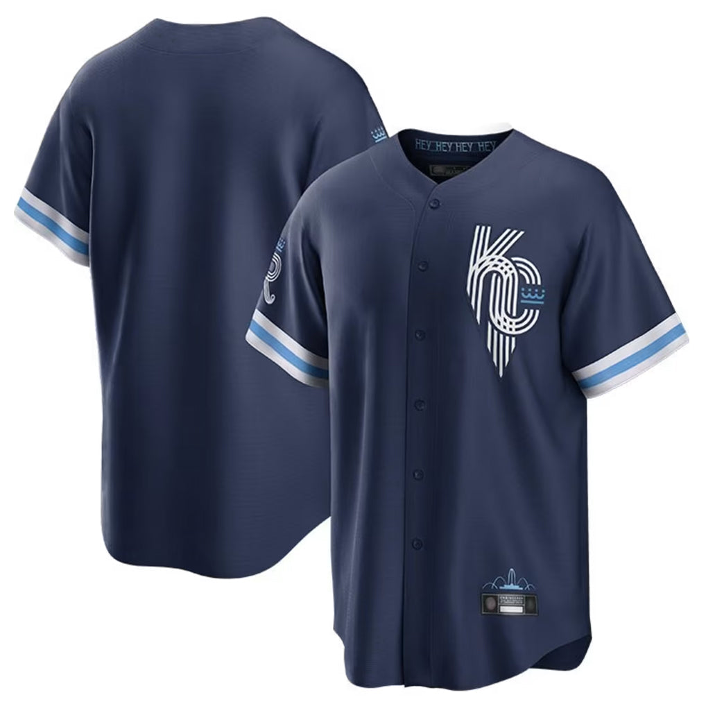 Kooe KC.Royals Navy City Connect Home Game Blank Player Stitched Jerseys