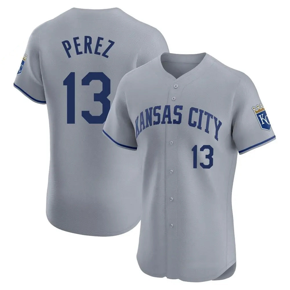Kooe KC.Royals #13 Salvador Perez Player Gray Limited Elite Home Stitched Jerseys
