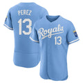 Kooe KC.Royals #13 Salvador Perez Player Light Blue Alt Limited Elite Home Stitched Jerseys