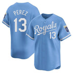 Kooe KC.Royals #13 Salvador Perez Player Light Blue Alt Limited Home Stitched Jerseys