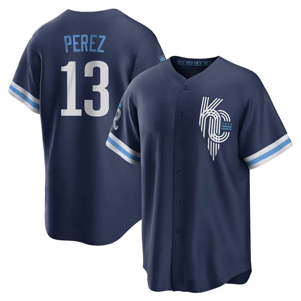 Kooe KC.Royals #13 Salvador Perez Player Navy City Connect Home Game Stitched Jerseys