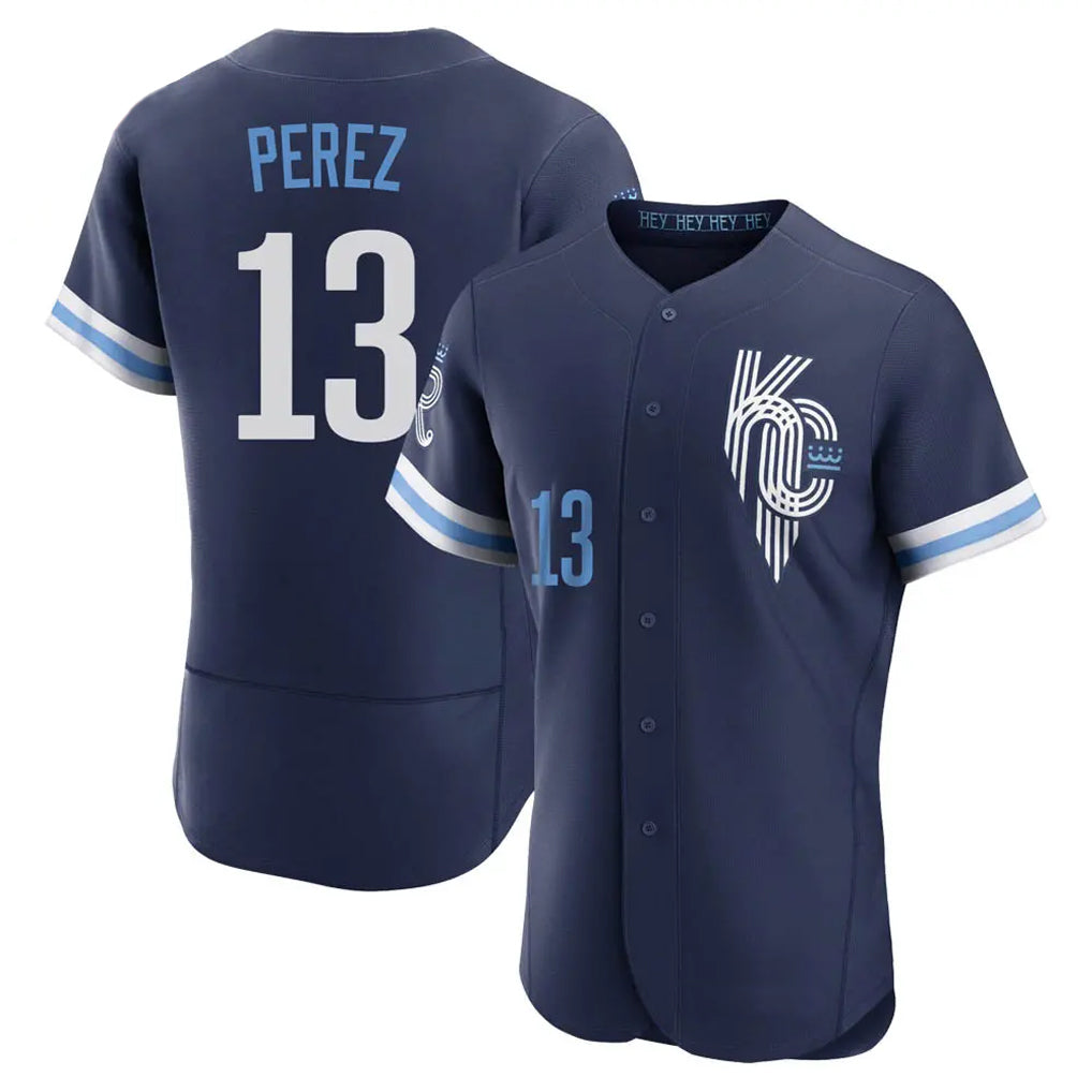 Kooe KC.Royals #13 Salvador Perez Player Navy City Connect Limited Elite Home Stitched Jerseys