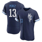 Kooe KC.Royals #13 Salvador Perez Player Navy City Connect Limited Elite Home Stitched Jerseys