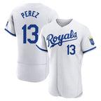 Kooe KC.Royals #13 Salvador Perez Player White Limited Elite Home Game Stitched Jerseys