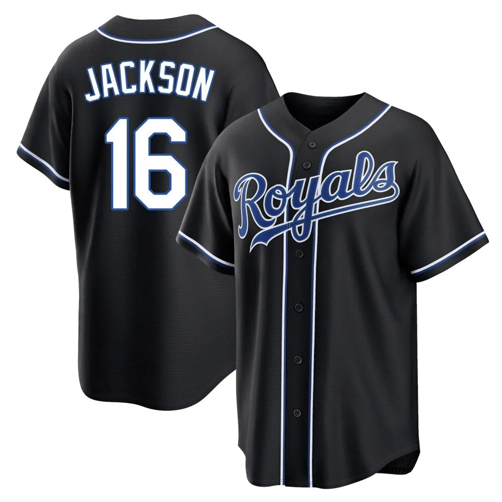 Kooe KC.Royals #16 Bo Jackson Player Black Carbon Fashion Home Game Stitched Jerseys