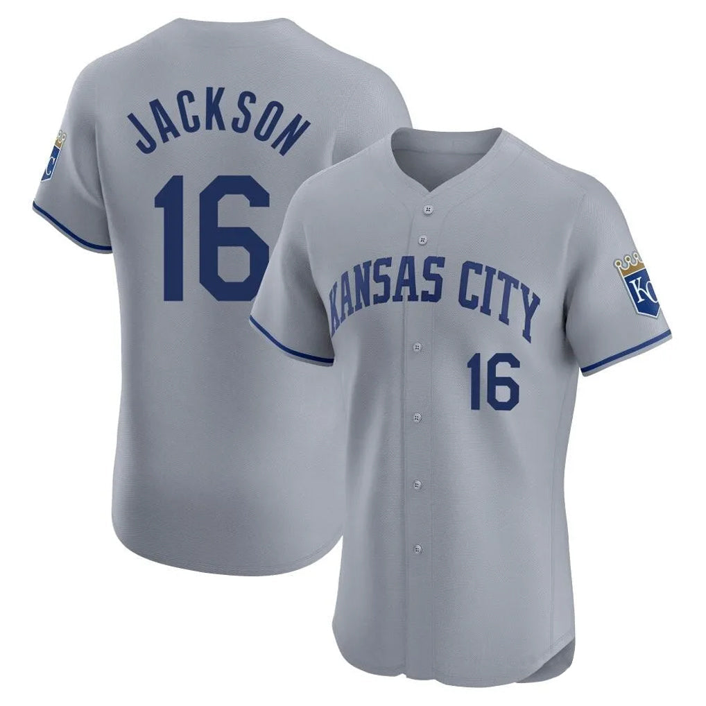 Kooe KC.Royals #16 Bo Jackson Player Gray Limited Elite Home Stitched Jerseys