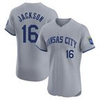 Kooe KC.Royals #16 Bo Jackson Player Gray Limited Elite Home Stitched Jerseys