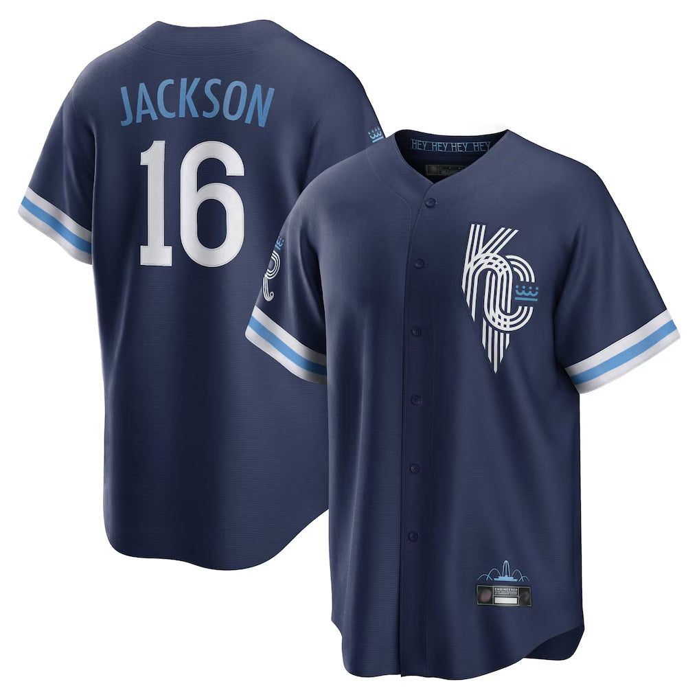 Kooe KC.Royals #16 Bo Jackson Player Navy City Connect Home Game Stitched Jerseys