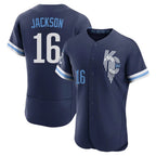 Kooe KC.Royals #16 Bo Jackson Player Navy City Connect Limited Elite Home Stitched Jerseys
