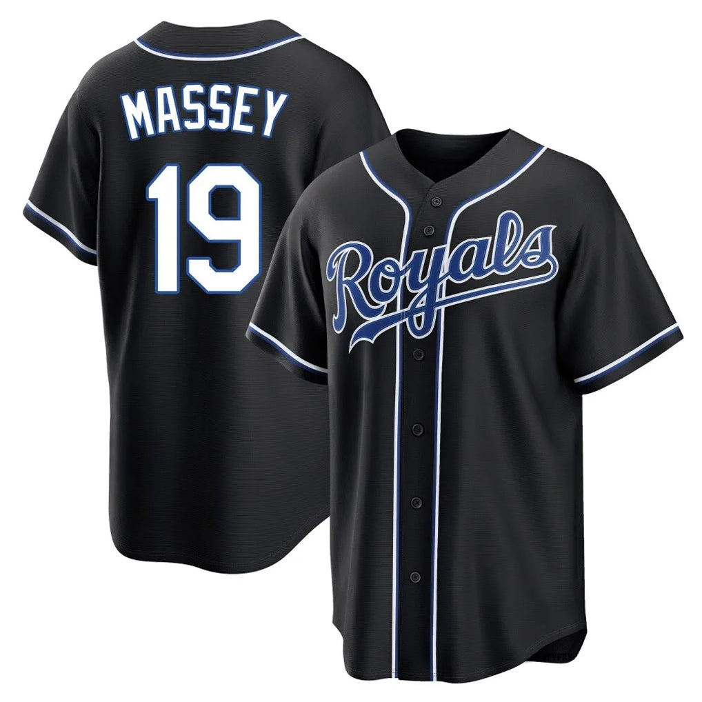 Kooe KC.Royals #19 Michael Massey Player Black Carbon Fashion Home Game Stitched Jerseys