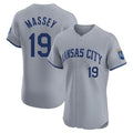 Kooe KC.Royals #19 Michael Massey Player Gray Limited Elite Home Stitched Jerseys