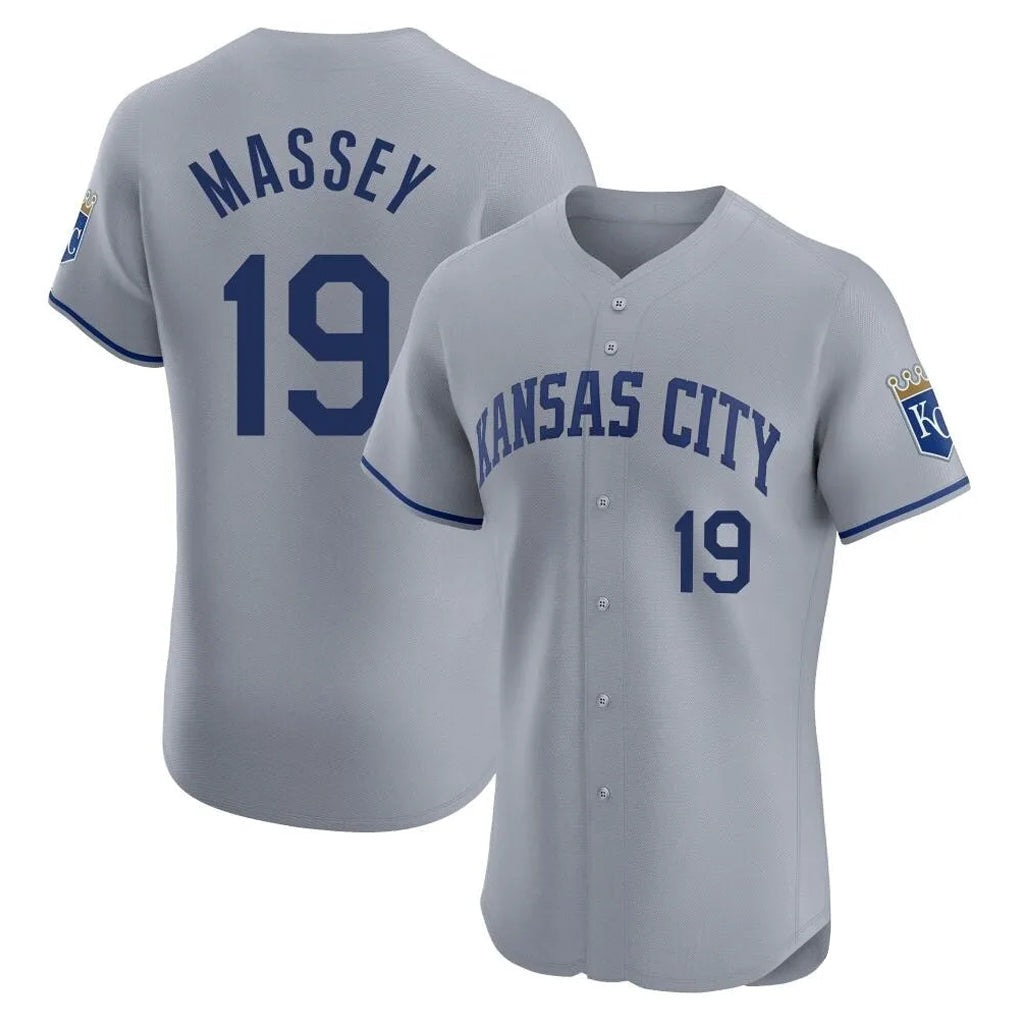 Kooe KC.Royals #19 Michael Massey Player Gray Limited Elite Home Stitched Jerseys