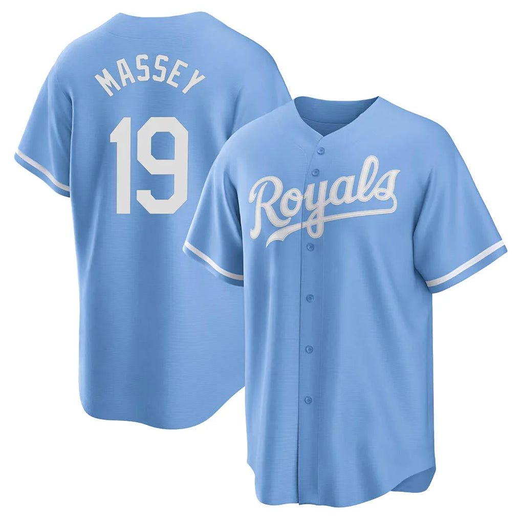 Kooe KC.Royals #19 Michael Massey Player Light Blue Home Game Stitched Jerseys
