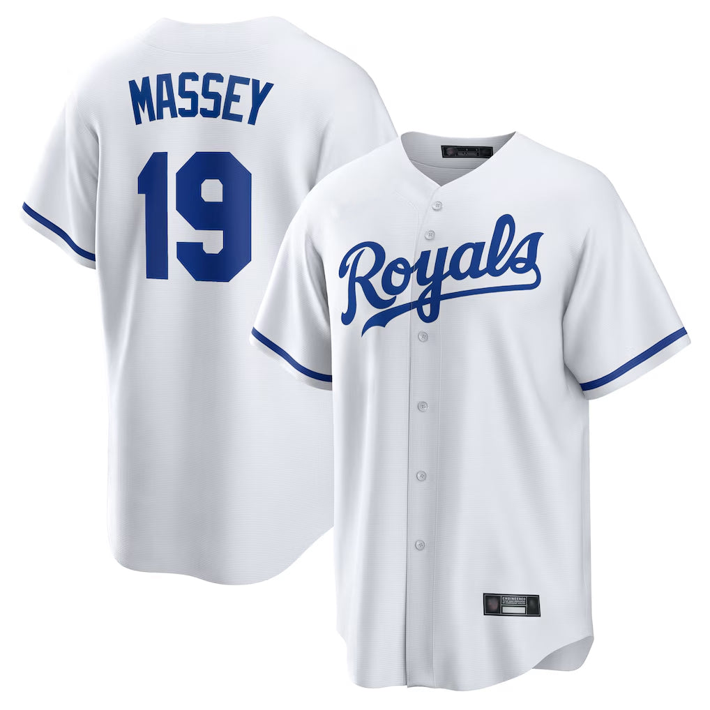 Kooe KC.Royals #19 Michael Massey Player White Home Game Stitched Jerseys