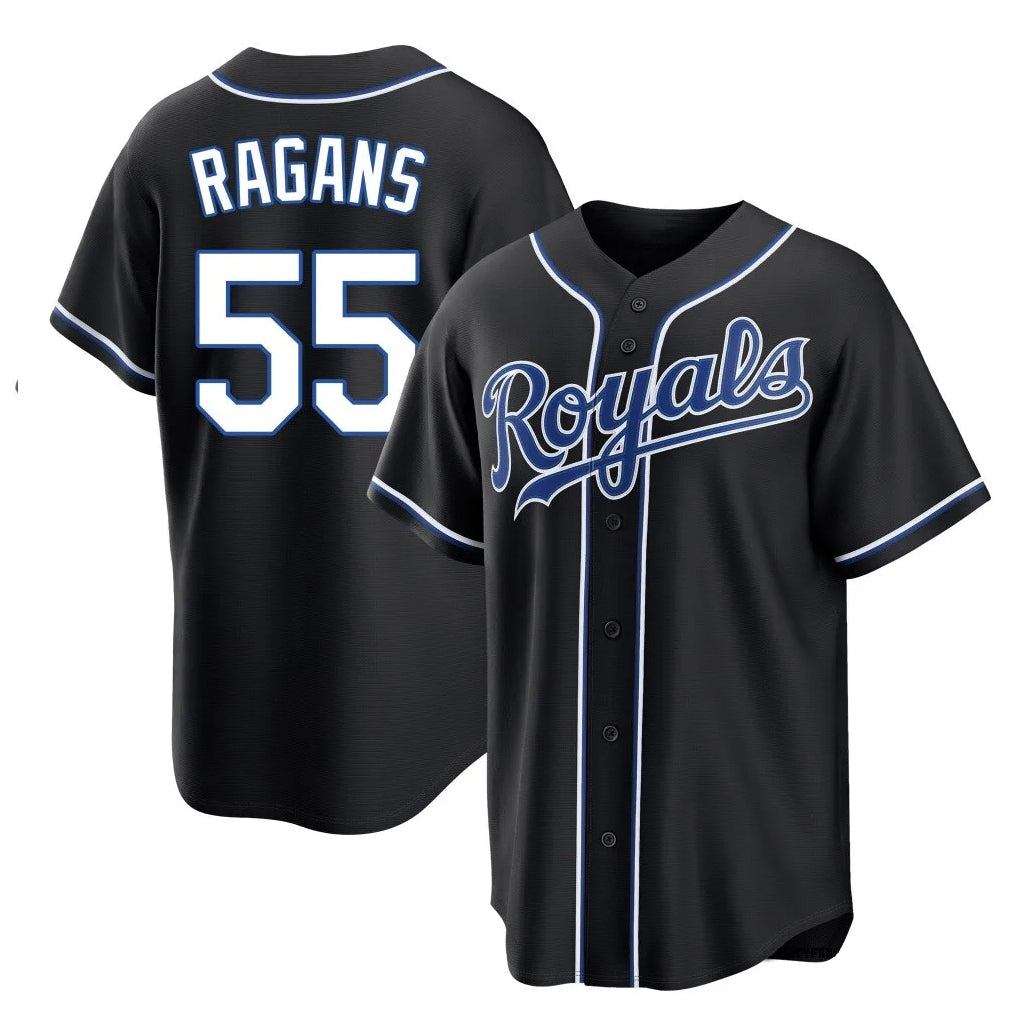 Kooe KC.Royals #55 Cole Ragans Player Black Carbon Fashion Home Game Stitched Jerseys