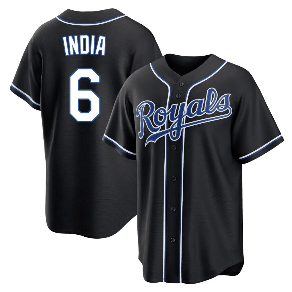 Kooe KC.Royals #6 Jonathan India Player Black Carbon Fashion Home Game Stitched Jerseys