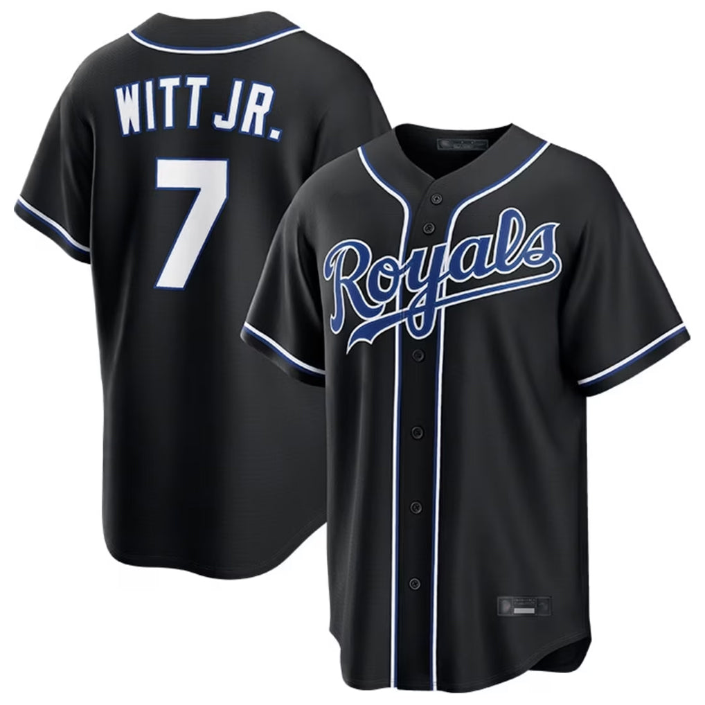 Kooe KC.Royals #7 Bobby Witt Jr. Player Black Carbon Fashion Home Game Stitched Jerseys