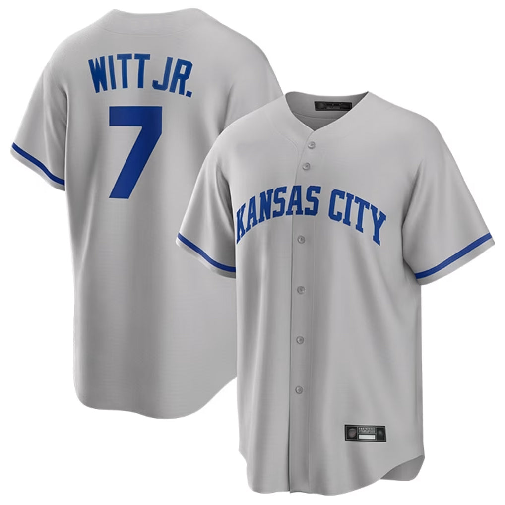 Kooe KC.Royals #7 Bobby Witt Jr. Player Gray Game Home Stitched Jerseys