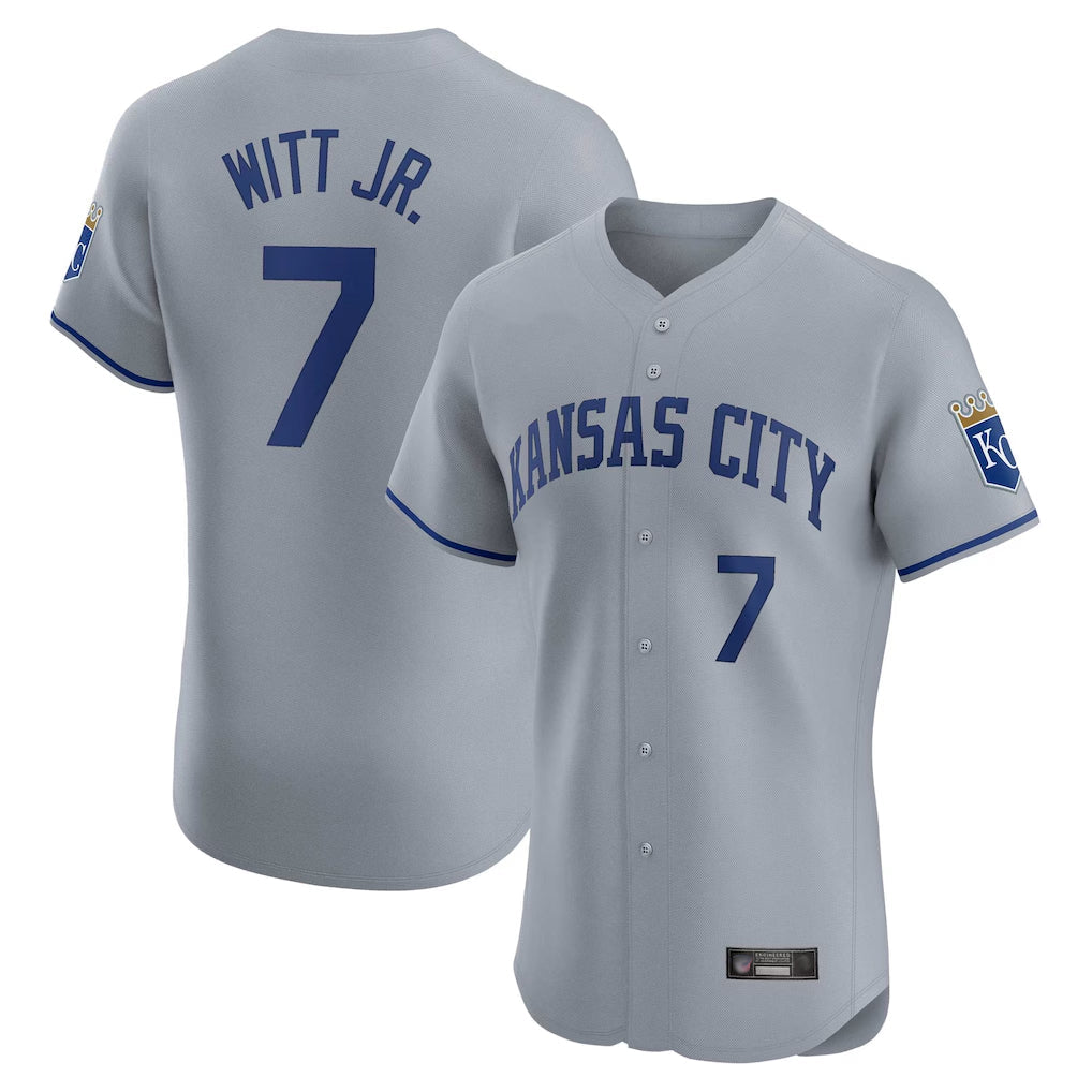 Kooe KC.Royals #7 Bobby Witt Jr. Player Gray Limited Elite Home Stitched Jerseys