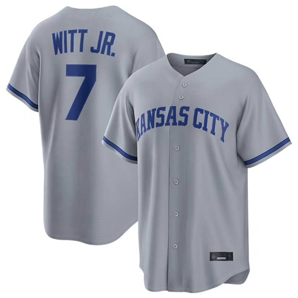 Kooe KC.Royals #7 Bobby Witt Jr. Player Grey Road Game Home Stitched Jerseys