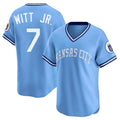 Kooe KC.Royals #7 Bobby Witt Jr. Player Light Blue Limited Throwback Cooperstown Collection T-shirt Stitched Jerseys