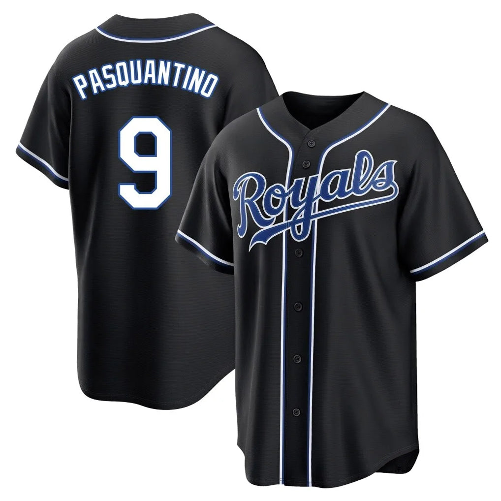 Kooe KC.Royals #9 Vinnie Pasquantino Player Black Carbon Fashion Home Game Stitched Jerseys