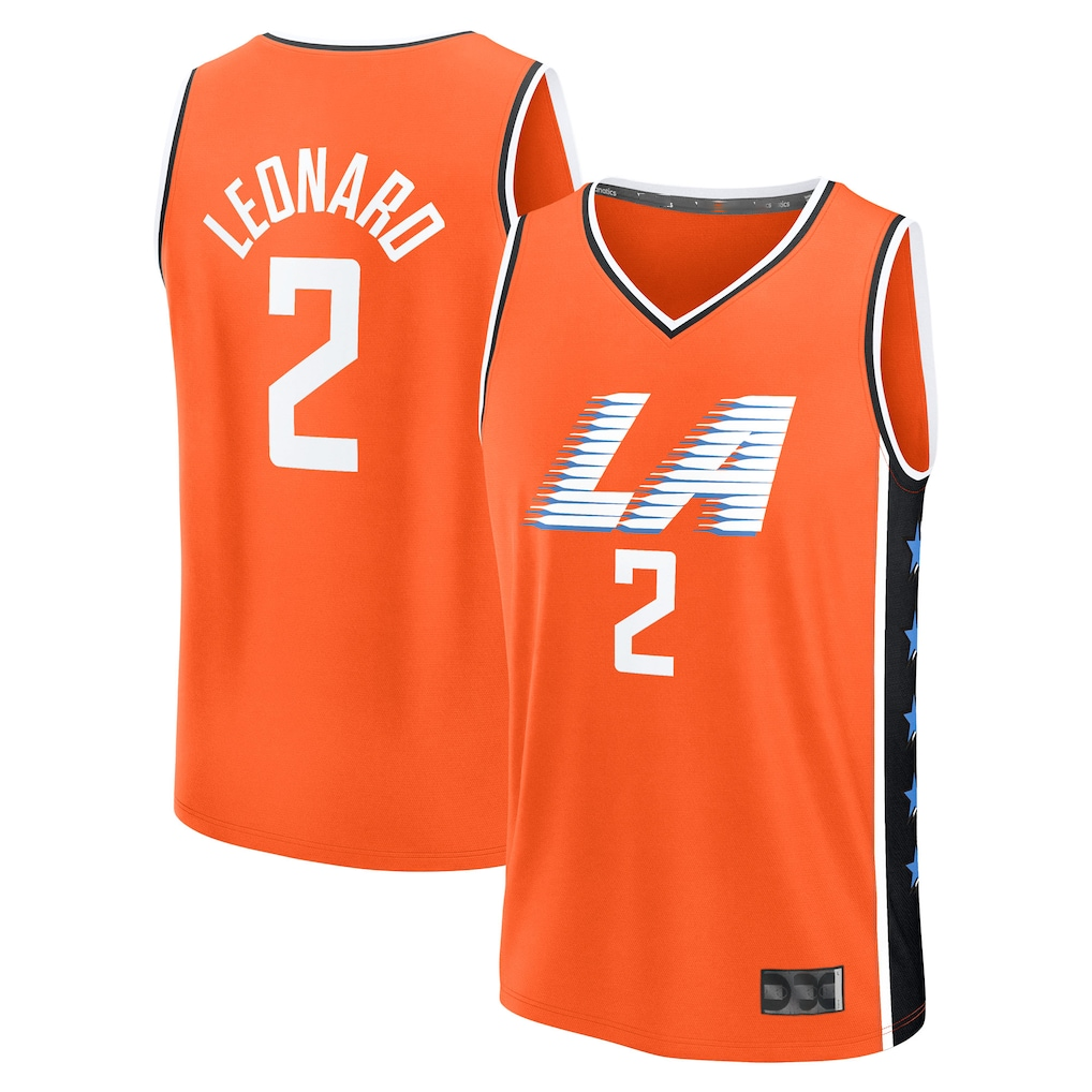 Kooe L.Clippers #2 Kawhi Leonard Orange 2025-2026 City Edition Fast Break Stitched Jerseys