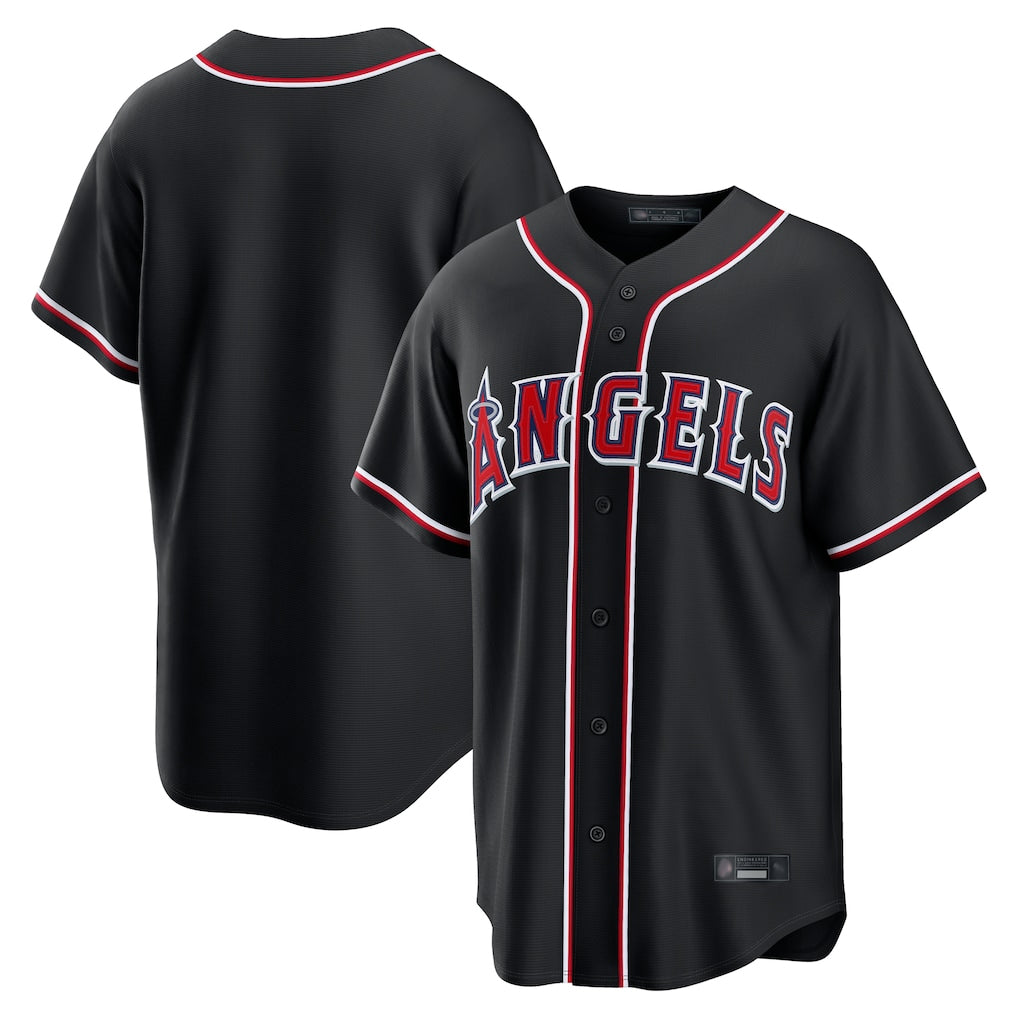 Kooe LA.Angels Black Fashion Out Home Game Blank Player Stitched Jerseys