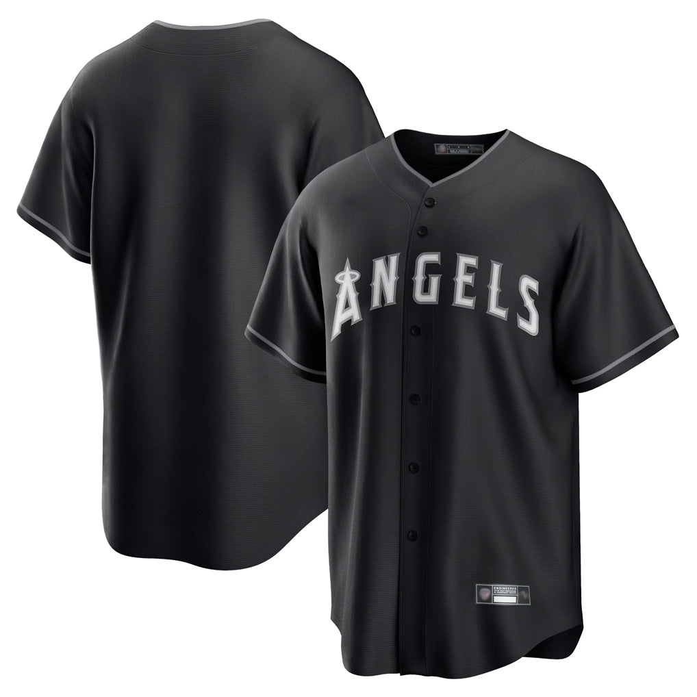 Kooe LA.Angels Black Lights Out Fashion T-shirt Blank Player Stitched Jerseys