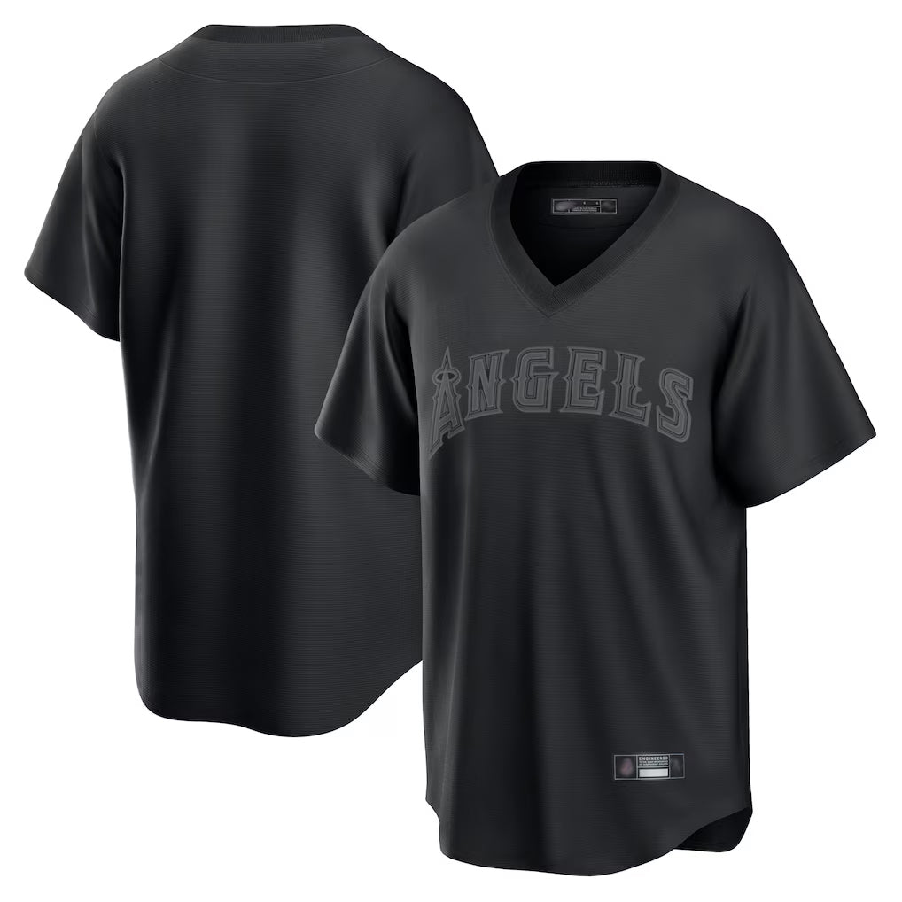 Kooe LA.Angels Black Pitch Fashion Blank Player T-shirt Stitched Jerseys