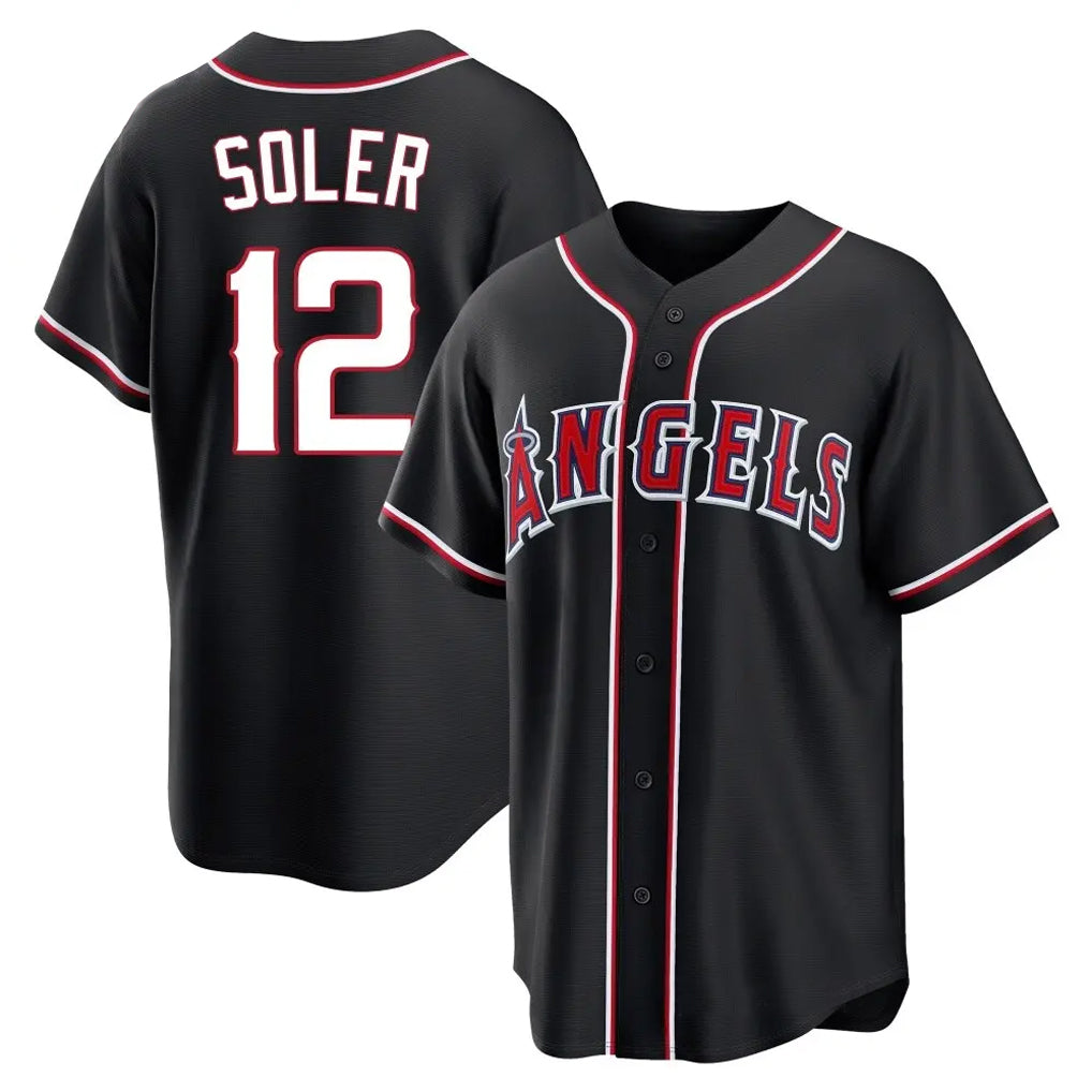 Kooe LA.Angels #12 Jorge Soler Player Black Fashion Out Home Game Stitched Jerseys