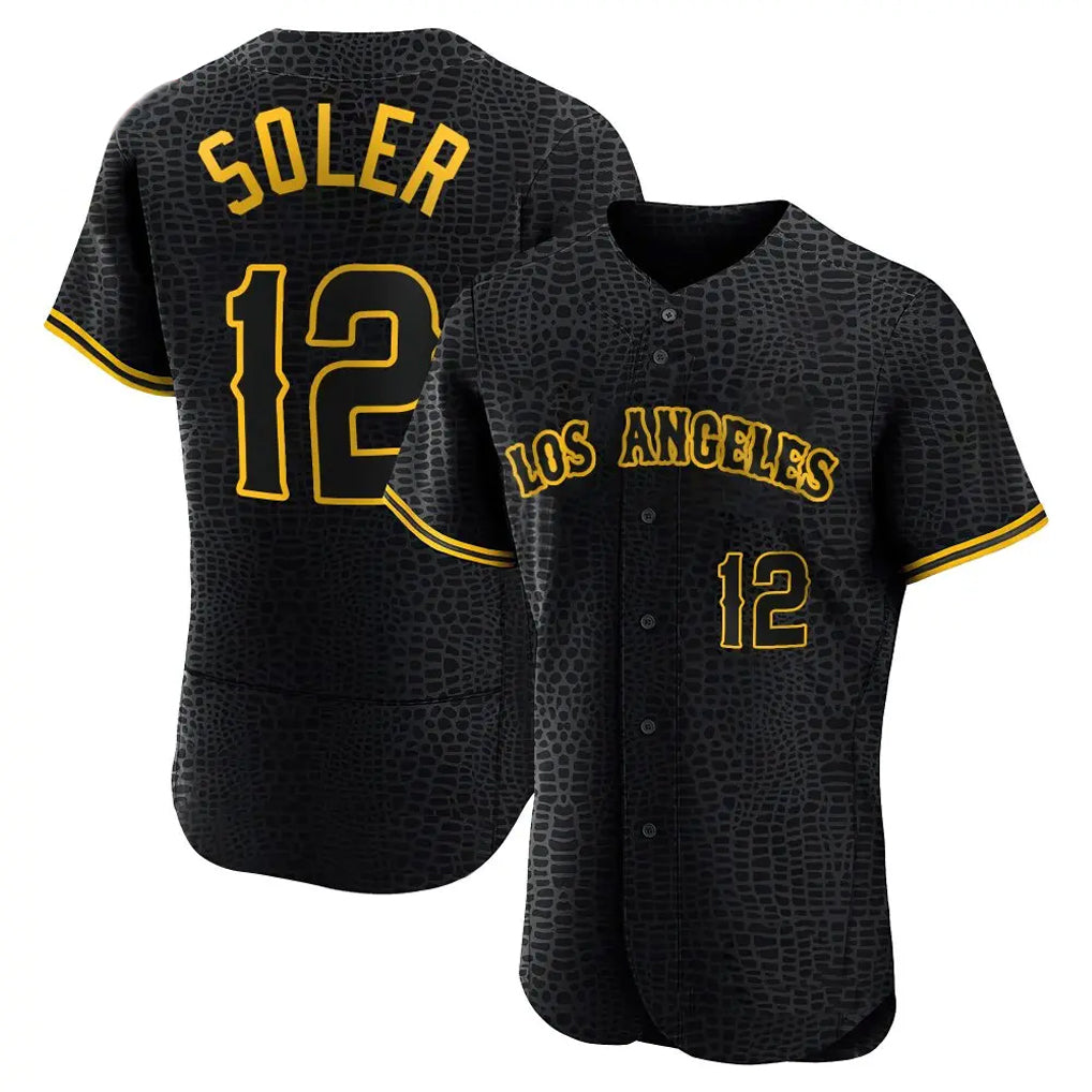 Kooe LA.Angels #12 Jorge Soler Player Black Snake Skin City Limited Elite Home Stitched Jerseys