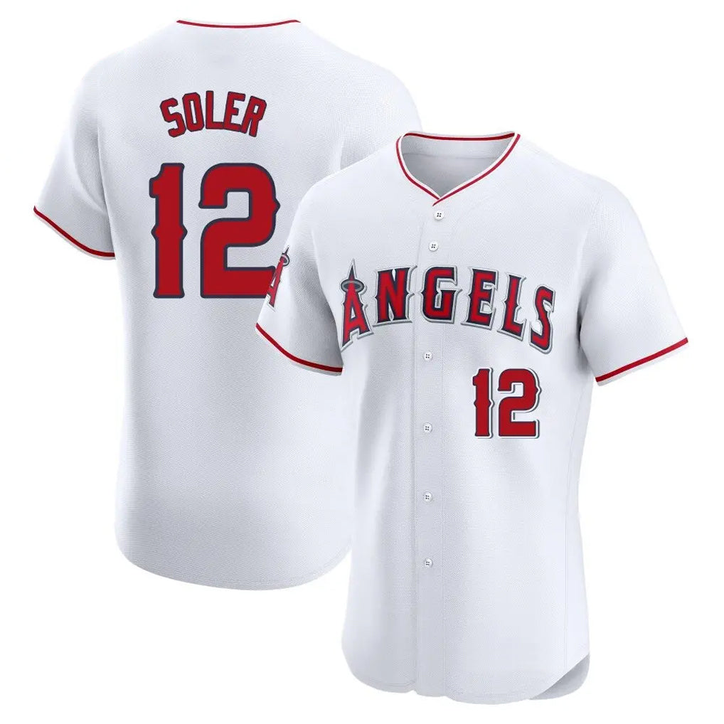 Kooe LA.Angels #12 Jorge Soler Player White Limited Elite Stitched Home Jerseys