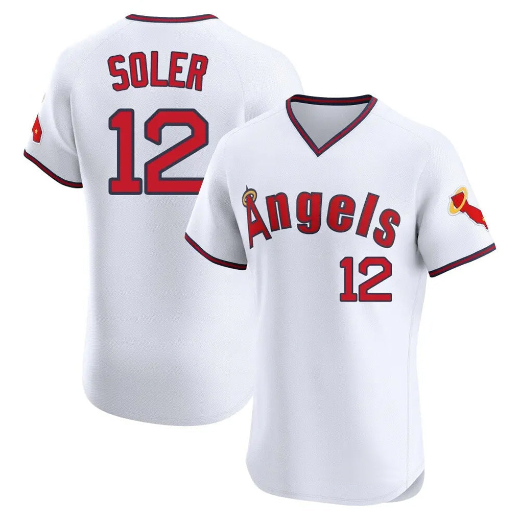 Kooe LA.Angels #12 Jorge Soler Player White T-shirt Home Limited Elite Stitched Jerseys