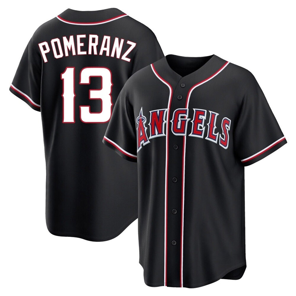 Kooe LA.Angels #13 Drew Pomeranz Player Black Fashion Out Home Game Stitched Jerseys