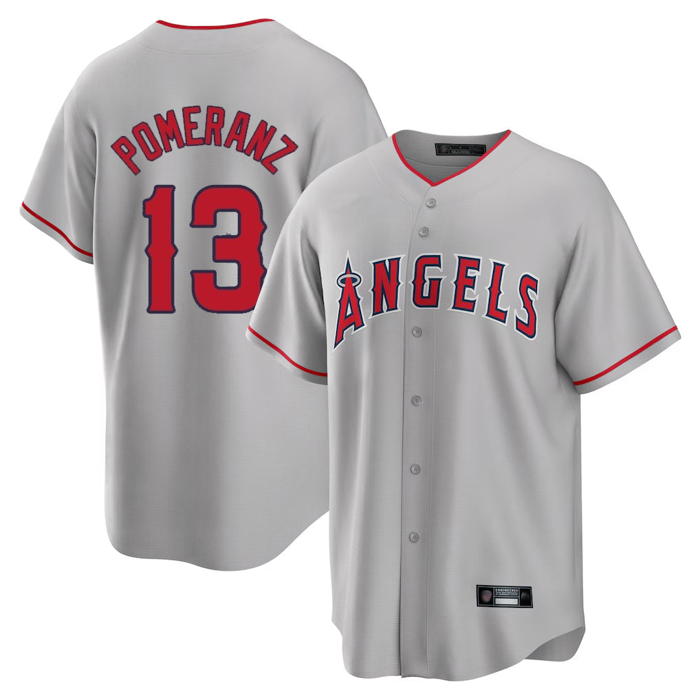 Kooe LA.Angels #13 Drew Pomeranz Player Gray Home Game Stitched Jerseys