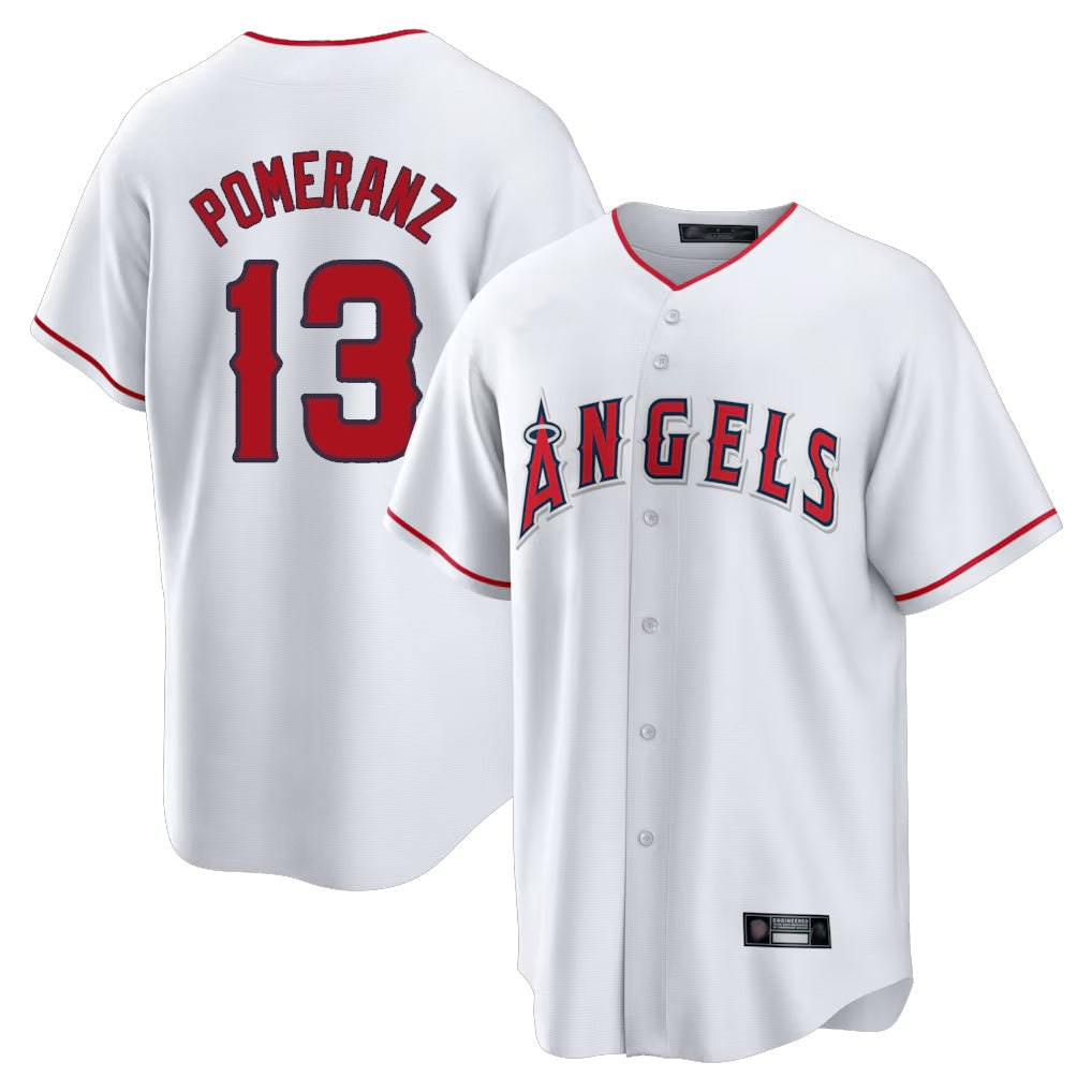 Kooe LA.Angels #13 Drew Pomeranz Player White Home Game Stitched Jerseys