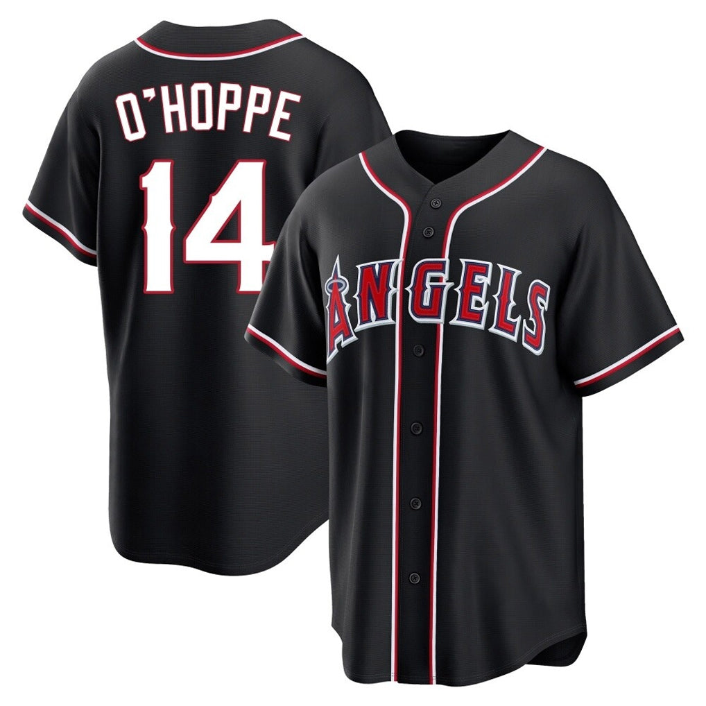 Kooe LA.Angels #14 Logan O'Hoppe Player Black Fashion Out Home Game Stitched Jerseys