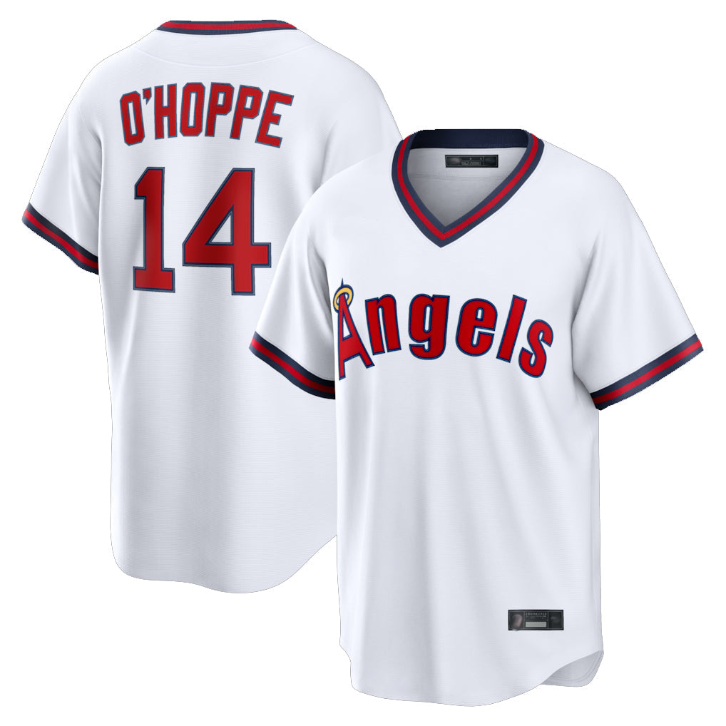 Kooe LA.Angels #14 Logan O'Hoppe Player White T-shirt Home Game Stitched Jerseys