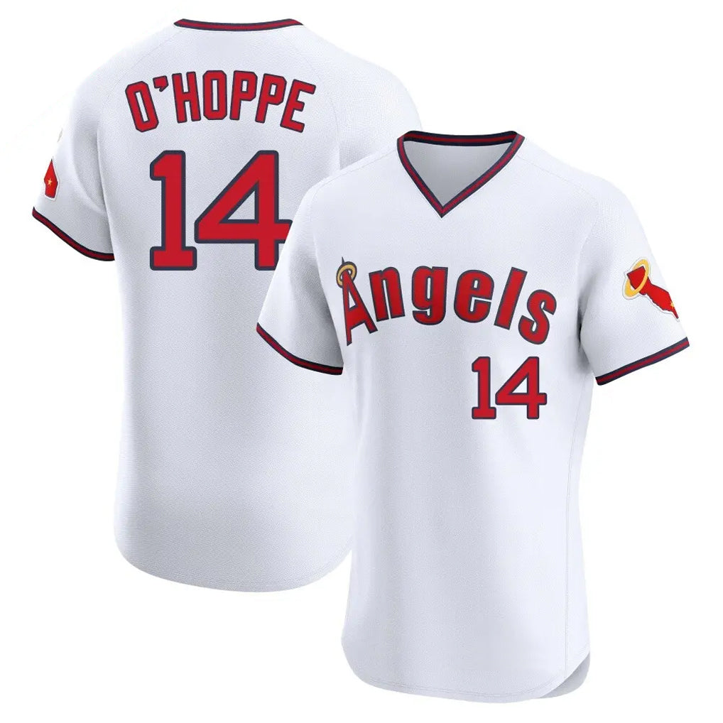 Kooe LA.Angels #14 Logan O'Hoppe Player White T-shirt Home Limited Elite Stitched Jerseys