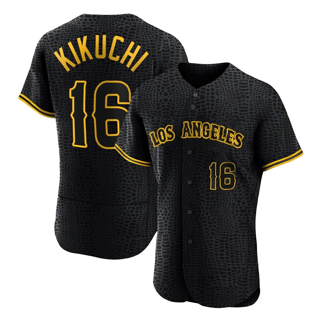 Kooe LA.Angels #16 Yusei Kikuchi Player Black Snake Skin City Limited Elite Home Stitched Jerseys