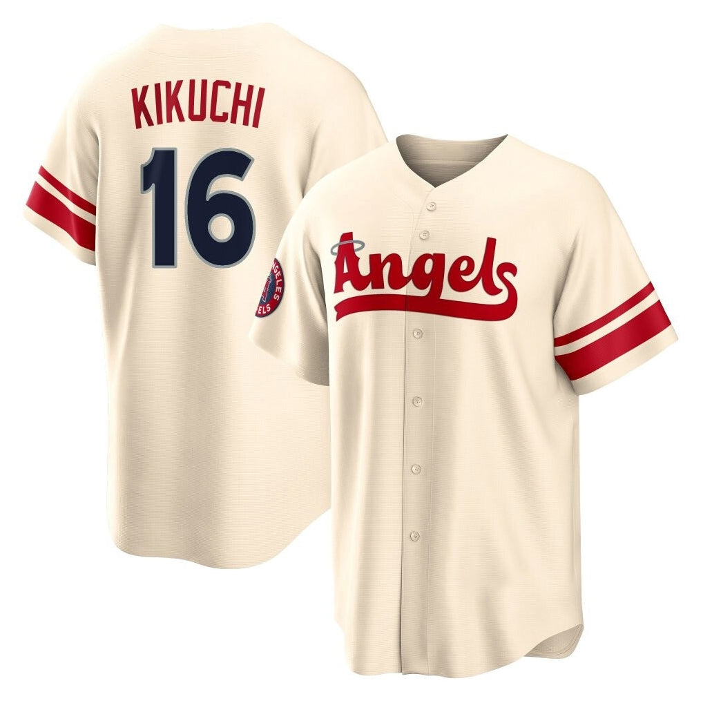 Kooe LA.Angels #16 Yusei Kikuchi Player Cream City Connect Home Stitched Jerseys