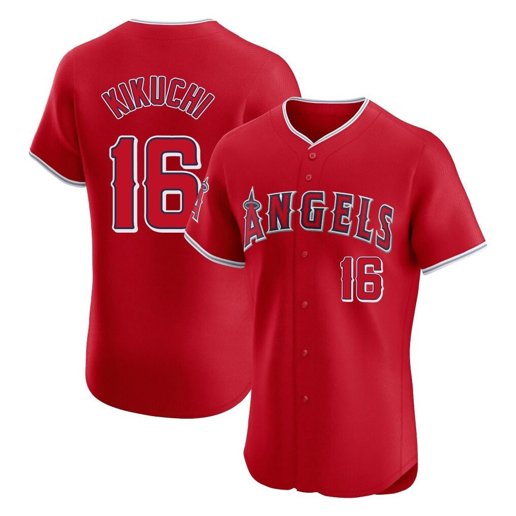 Kooe LA.Angels #16 Yusei Kikuchi Player Red Home Limited Elite Stitched Jerseys